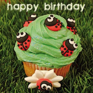 Cute Happy Birthday Cup Cake Card - Click Image to Close